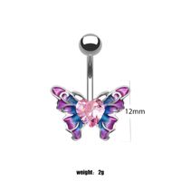 Simple Style Sunflower Heart Shape Butterfly Stainless Steel Alloy Copper Epoxy Flowers Butterfly Rhinestones Copper Zircon White Gold Plated Belly Ring main image 4