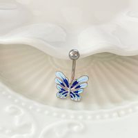 Simple Style Sunflower Heart Shape Butterfly Stainless Steel Alloy Copper Epoxy Flowers Butterfly Rhinestones Copper Zircon White Gold Plated Belly Ring main image 8