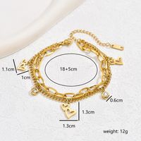 Hip-Hop Simple Style Solid Color Heart Shape 201 Stainless Steel 18K Gold Plated Rhinestones Bracelets In Bulk main image 10
