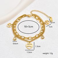 Hip-Hop Simple Style Solid Color Heart Shape 201 Stainless Steel 18K Gold Plated Rhinestones Bracelets In Bulk main image 11