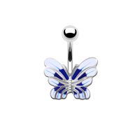 Simple Style Sunflower Heart Shape Butterfly Stainless Steel Alloy Copper Epoxy Flowers Butterfly Rhinestones Copper Zircon White Gold Plated Belly Ring sku image 1