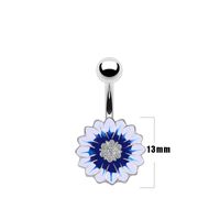 Simple Style Sunflower Heart Shape Butterfly Stainless Steel Alloy Copper Epoxy Flowers Butterfly Rhinestones Copper Zircon White Gold Plated Belly Ring main image 3