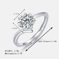 Elegant Geometrisch Sterling Silber Gra Inlay Moissanit Versilbert Offener Ring main image 5
