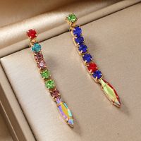 1 Pair Shiny Snake Plating Inlay Alloy Rhinestones Gold Plated Drop Earrings main image 2