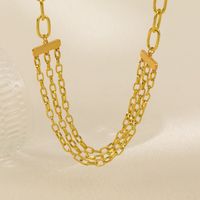 Wholesale Jewelry Sweet Simple Style Solid Color Alloy Iron Chain Layered Plating Layered Necklaces main image 4