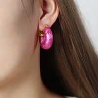 Wholesale Jewelry Simple Style Solid Color Resin Titanium Steel 18k Gold Plated Plating Hoop Earrings main image 8