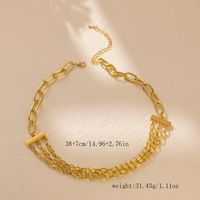 Wholesale Jewelry Sweet Simple Style Solid Color Alloy Iron Chain Layered Plating Layered Necklaces main image 6