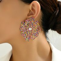 1 Pair Glam Exaggerated Lady Flower Plating Inlay Zinc Alloy Crystal Ear Studs main image 4