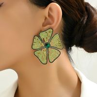 1 Pair Glam Exaggerated Lady Flower Plating Inlay Zinc Alloy Crystal Ear Studs main image 11