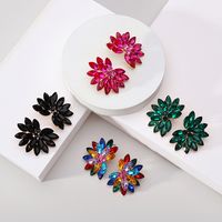 1 Pair Vintage Style Colorful Petal Layered Plating Inlay Zinc Alloy Glass Ear Studs main image 6