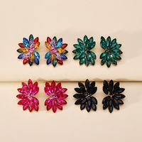 1 Pair Vintage Style Colorful Petal Layered Plating Inlay Zinc Alloy Glass Ear Studs main image 1