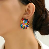 1 Pair Vintage Style Colorful Petal Layered Plating Inlay Zinc Alloy Glass Ear Studs main image 3