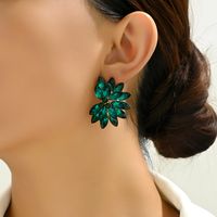 1 Pair Vintage Style Colorful Petal Layered Plating Inlay Zinc Alloy Glass Ear Studs main image 4