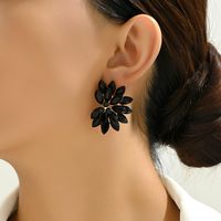 1 Pair Vintage Style Colorful Petal Layered Plating Inlay Zinc Alloy Glass Ear Studs main image 8