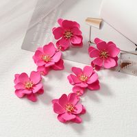 1 Pair Simple Style Classic Style Flower Plating Alloy Gold Plated Drop Earrings main image 5