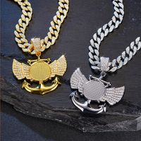 Hip-Hop Wings Anchor Zinc Alloy Chain Inlay Rhinestones Unisex Pendant Necklace main image 9