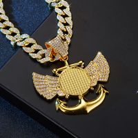 Hip-Hop Wings Anchor Zinc Alloy Chain Inlay Rhinestones Unisex Pendant Necklace sku image 3