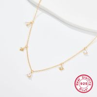 Elegant Star Water Droplets Sterling Silver Inlay Zircon 18k Gold Plated Necklace main image 3