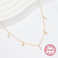 Elegant Star Water Droplets Sterling Silver Inlay Zircon 18k Gold Plated Necklace main image 1