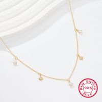 Elegant Star Water Droplets Sterling Silver Inlay Zircon 18k Gold Plated Necklace main image 2