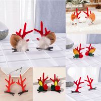 Cute Christmas Hairball Antlers Synthetics Flannel Hair Clip main image 1