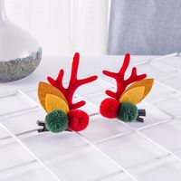 Cute Christmas Hairball Antlers Synthetics Flannel Hair Clip main image 2