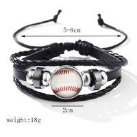 Casual Vintage Style Ball Basketball Football Ccb Pu Leather Glass Luminous Braid Women's Wristband main image 8