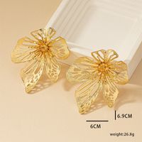 1 Pair Simple Style Flower Plating Hollow Out Metal Ear Studs main image 7
