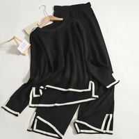 Daily Street Women's Casual Solid Color Knit Contrast Binding Pants Sets Pants Sets main image 1