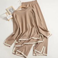 Daily Street Women's Casual Solid Color Knit Contrast Binding Pants Sets Pants Sets main image 6
