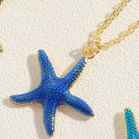 Hawaiian Vacation Commute Starfish Brass Enamel Plating 14k Gold Plated Pendant Necklace sku image 5