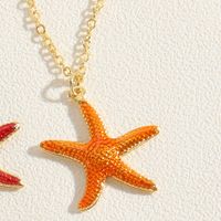 Hawaiian Vacation Commute Starfish Brass Enamel Plating 14k Gold Plated Pendant Necklace sku image 1