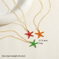 Hawaiian Vacation Commute Starfish Brass Enamel Plating 14k Gold Plated Pendant Necklace main image 2