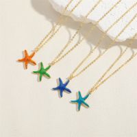 Hawaiian Vacation Commute Starfish Brass Enamel Plating 14k Gold Plated Pendant Necklace main image 9