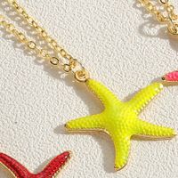 Hawaiian Vacation Commute Starfish Brass Enamel Plating 14k Gold Plated Pendant Necklace sku image 4