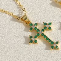Streetwear Cross Copper Plating Inlay Zircon 14k Gold Plated Pendant Necklace sku image 5