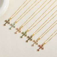 Streetwear Cross Copper Plating Inlay Zircon 14k Gold Plated Pendant Necklace main image 10
