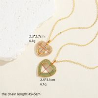 Cute Simple Style Streetwear Little Bear Heart Shape Copper Plating Inlay Zircon 14k Gold Plated Pendant Necklace main image 9