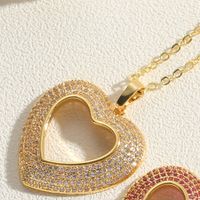 Cute Simple Style Streetwear Little Bear Heart Shape Copper Plating Inlay Zircon 14k Gold Plated Pendant Necklace main image 3