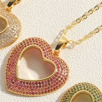 Cute Simple Style Streetwear Little Bear Heart Shape Copper Plating Inlay Zircon 14k Gold Plated Pendant Necklace main image 7