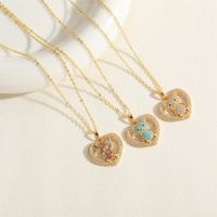 Cute Simple Style Streetwear Little Bear Heart Shape Copper Plating Inlay Zircon 14k Gold Plated Pendant Necklace main image 8