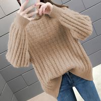 Women's Sweater Long Sleeve Sweaters & Cardigans Knitted Casual Solid Color main image 6