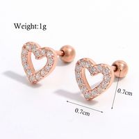 1 Pair Sweet Heart Shape Plating Hollow Out Inlay Sterling Silver Zircon 14k Gold Plated Rose Gold Plated White Gold Plated Ear Studs sku image 3