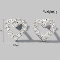 1 Pair Sweet Heart Shape Plating Hollow Out Inlay Sterling Silver Zircon 14k Gold Plated Rose Gold Plated White Gold Plated Ear Studs sku image 2