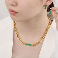 Stainless Steel Titanium Steel 18K Gold Plated Elegant Lady Enamel Geometric Earrings Necklace main image 4