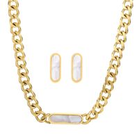 Stainless Steel Titanium Steel 18K Gold Plated Elegant Lady Enamel Geometric Earrings Necklace main image 2