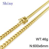 Titanium Steel 18K Gold Plated Hip-Hop Retro Chain Solid Color Necklace sku image 23