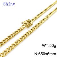 Titanium Steel 18K Gold Plated Hip-Hop Retro Chain Solid Color Necklace sku image 24