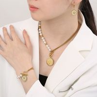 Acero Titanio Chapados en oro de 18k Elegante Señora Enchapado Árbol Aretes Collar main image 4
