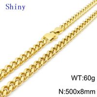 Titanium Steel 18K Gold Plated Hip-Hop Retro Chain Solid Color Necklace sku image 11